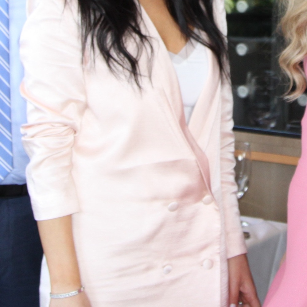 Elegant Pink Double-Breasted Mini Dress